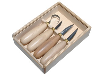 Набор из 3 ножей и ложкореза Ø 25мм "Татьянка" для резьбы скульптуры, ложек, чаш, посуды. 