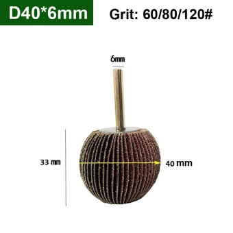 Шлифовальный шар d40мм, 120Grit хвостовик 6мм 