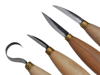 Набор из 3 ножей и ложкореза Ø 25мм "Татьянка" для резьбы скульптуры, ложек, чаш, посуды. 