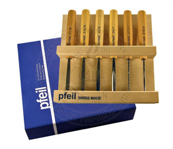 PF-D 6er Набор компактных стамесок в деревянном дисплее Pfeil 