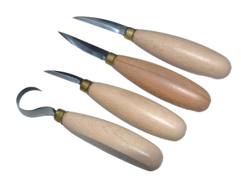 Набор из 3 ножей и ложкореза Ø 25мм "Татьянка" для резьбы скульптуры, ложек, чаш, посуды. 